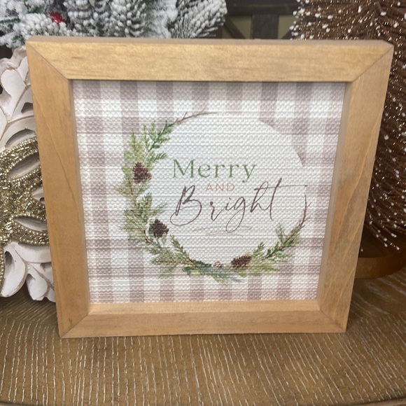 NEW! Farmhouse Holiday Farmhouse Gray & White Buffalo Check Christmas Sign - Picture 3 of 5